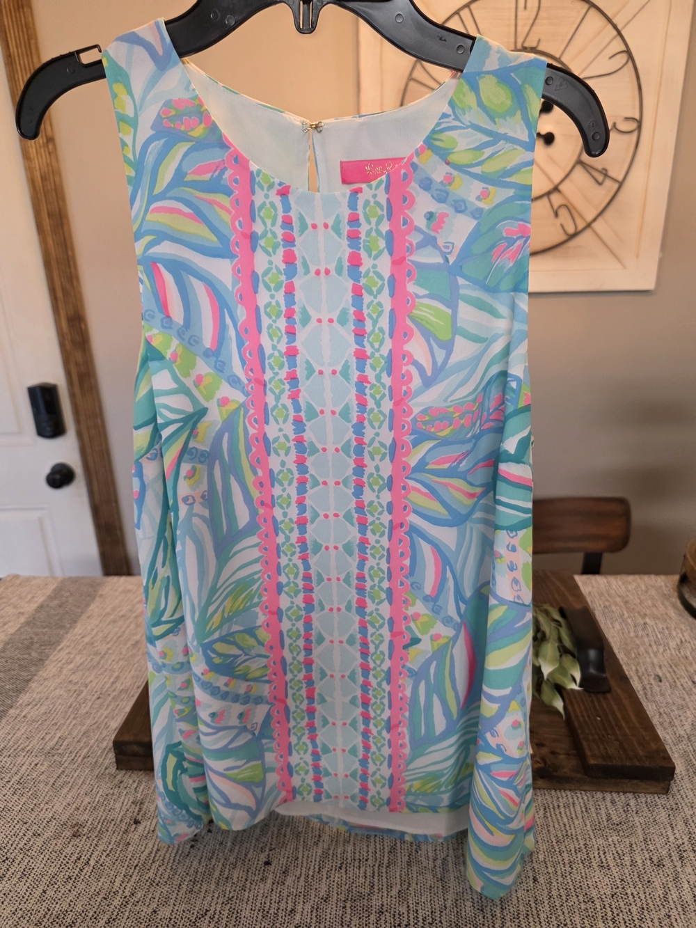 Lilly Pulitzer Sleeveless Floral Mosaic Print Top in Aqua, Pink, Green